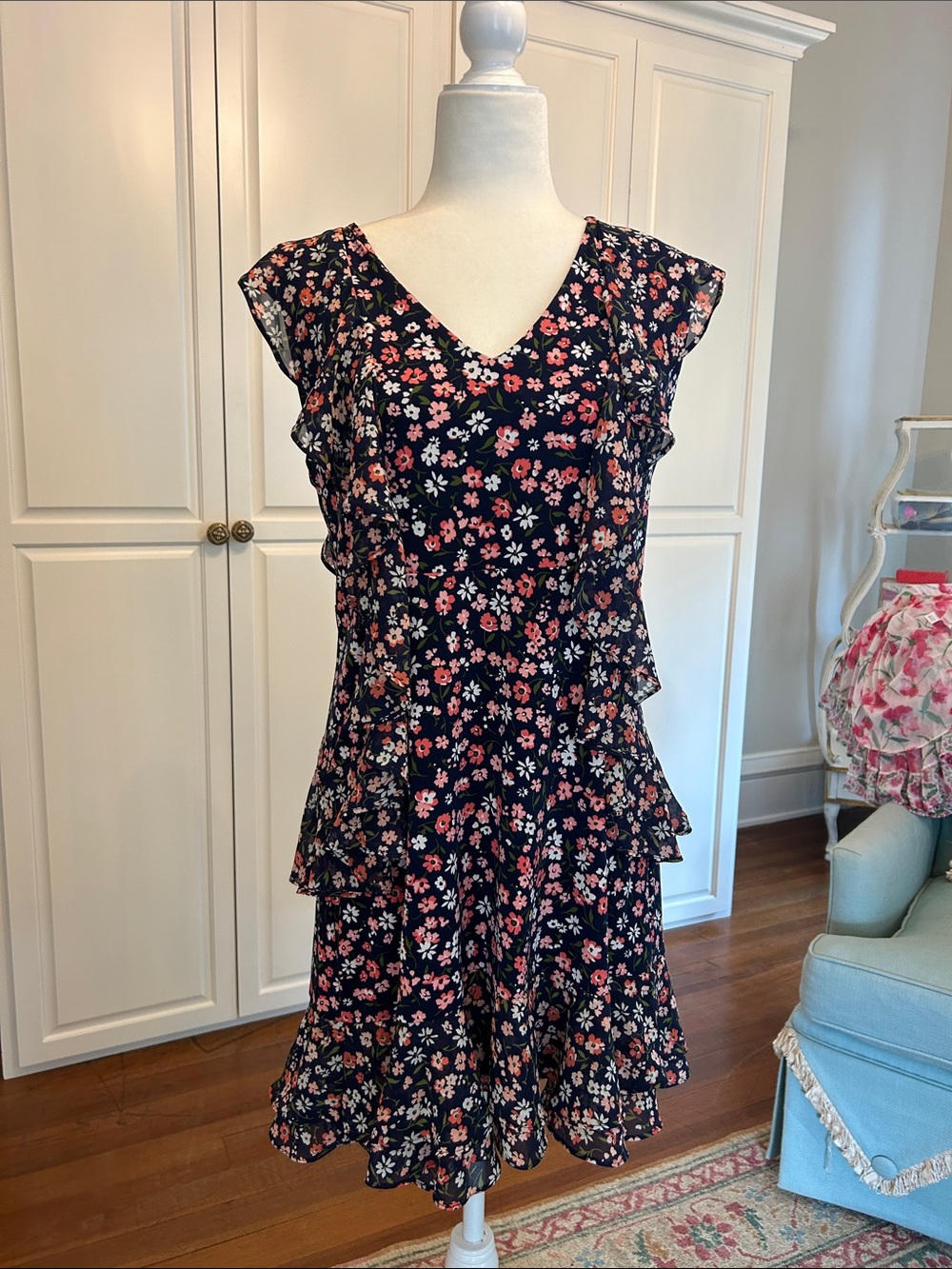 MICHAEL Michael Kors Navy Floral Mini Dress - Pink & White Flowers